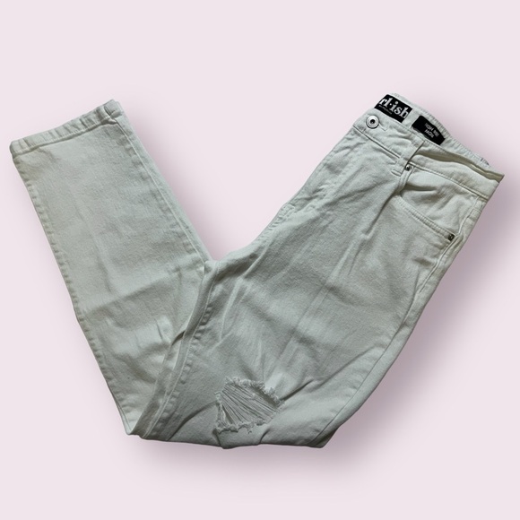 Girlish White High Rise Mom Fit Distressed Jeans - Picture 1 of 13